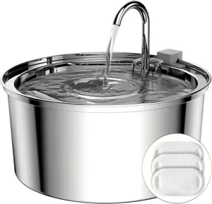 Tomxcute Cat Water Fountain, 3.2L/108oz Automatic Stainless Steel Pet Fountain  Dog Cat Water Dispenser, Ultra-Quiet Pump and 3 Replacement Filters & for Cats, Dogs, Multiple Pets