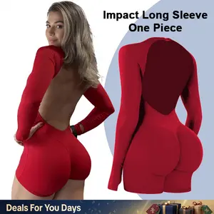 GYMER Impact Long Sleeve One Piece Unitard Fitness Gym Bralette Soft Workout Activewear Womenswear