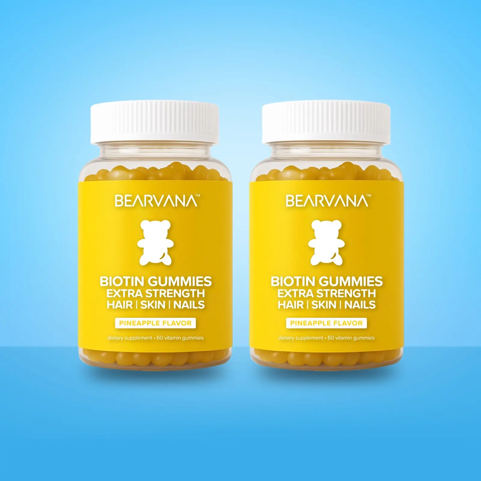 BEARVANA Biotin Gummies Double Pack | Hair, Skin & Nails | Vitamins C, E, B6 & B12 | Pineapple Flavor | Two Month Supply | 120 Gummies BEARVANA Biotin Gummies Double Pack | Hair, Skin & Nails | Vitamins C, E, B6 & B12 | Pineapple Flavor | Two Month Supply | 120 Gummies