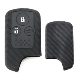 iJDMTOY Carbon Fiber Pattern Soft Silicone Key Fob Cover For 2005-2013 Acura RL Keyless Fob (Black Twill Weave)