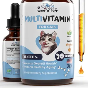Cat Multivitamin Promotes Healthy Skin & Coat Joint Support Immune Support & Longevity for Indoor Cats Kitten Cat Supplements - 1oz