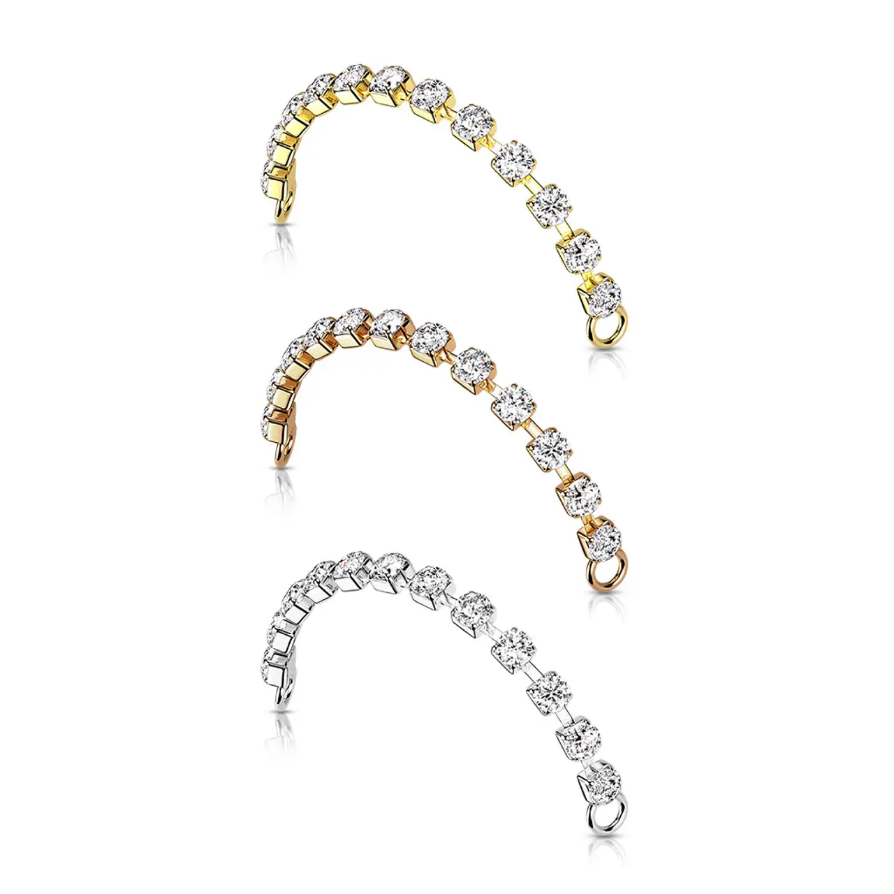 Connector Chain Set Jewels Nose Ring Stainless Steel CZ Nose stud Box Chain Piercing Jewelry