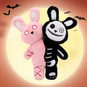 30cm/11.81in Halloween Double Headed Rabbit Plush Toy Halloween Long Ear Bunny Stuffed Animals Plushies Soft Stuffed Animal Halloween Zombie Rabbit Plush Doll Halloween Skeleton Rabbit Toy Ideal Holiday Christmas Gift