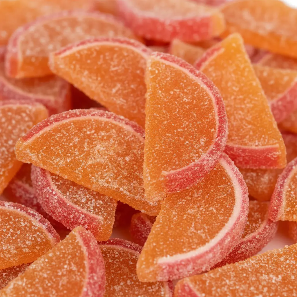 Peach Fruit Slices Candy Soft Chewy Sugar Coated Fruity Gummies