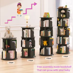 Unikito 4/5/6 Tier Rotating Bookshelf, 360 ° Display Stackable Spinning Bookshelf Tower, Narrow Space Saving Tall Floor Standing Swivel Bookcase Corner Storage Organizer for Bedroom, Living Room, shelves  bedroom