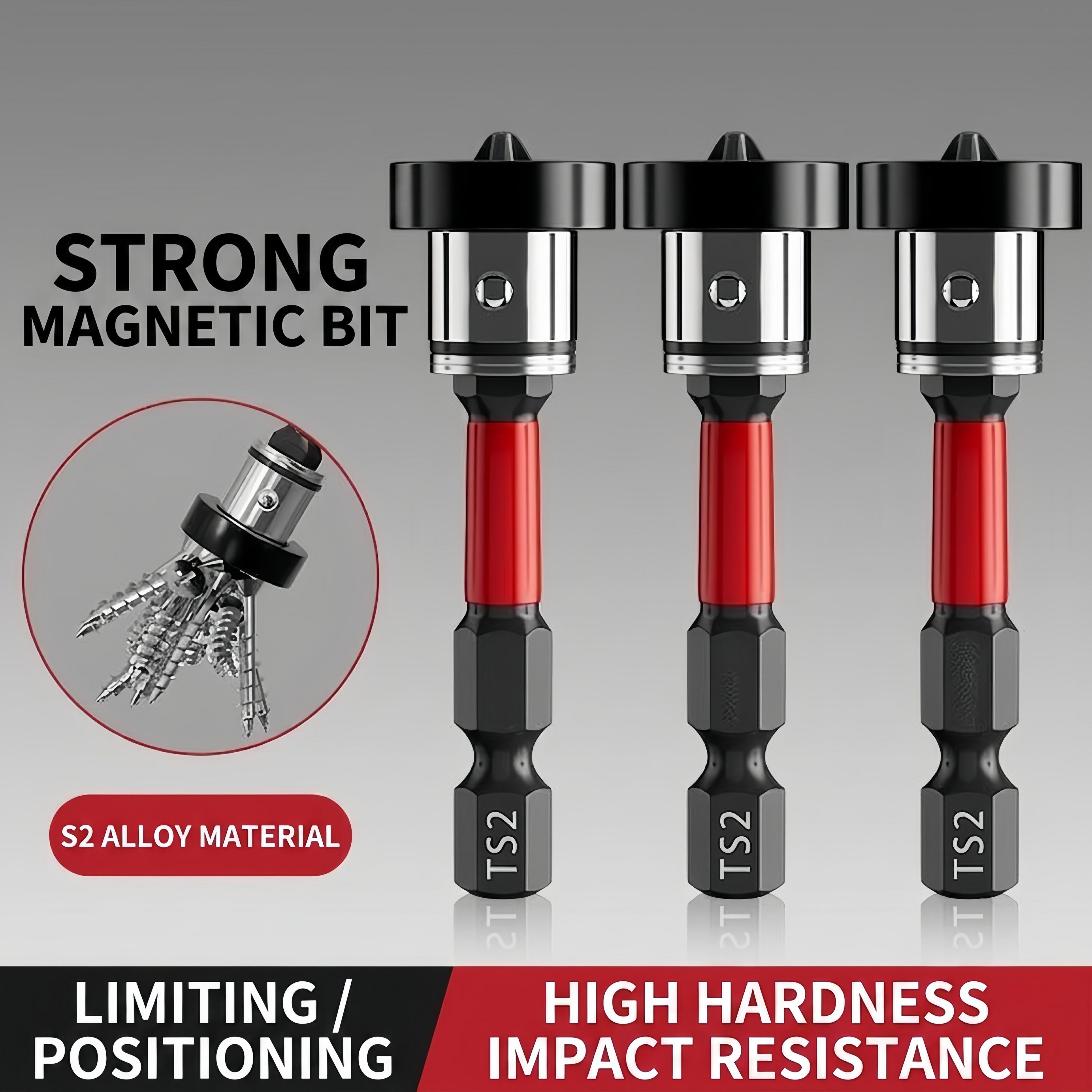 5pcs Magnetic Drywall Screw Setter, PH2 Screwdriver Bits with 1/4" Hex Shank, 50mm Plasterboard Screw Locating Drilling Tools