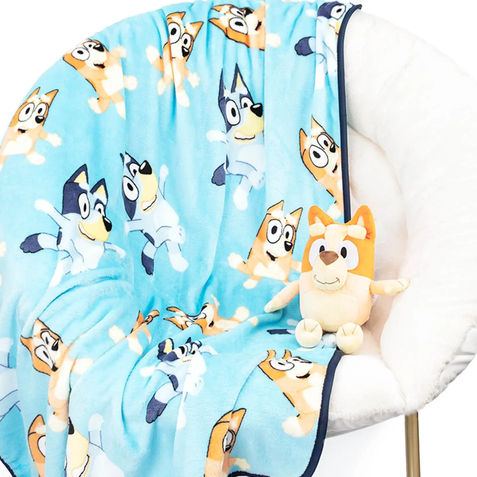 Jay Franco Bluey and Bingo Dance Party 40x50 in Childrens Soft Warm Gentle Printed Gift Blanket & Pillow Buddy Set, Childrens Blankets