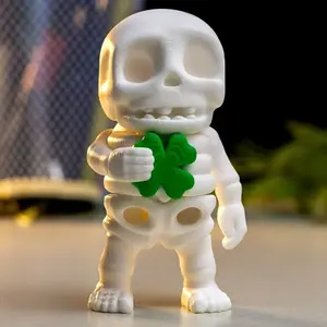 Lucky Clover 3D Printed Tiny Skeleton Key - Unique Skeleton Design, Perfect for Gifting, Keychain Accessory