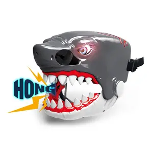 Roaring Shark Mask with Glowing Eyes | Double the Scare Sound & Light Effects | Perfect Halloween Prop for All Ages | Ideal for Theme Parties & Game Nights