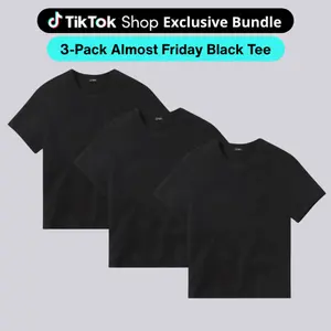 Cuts | Almost Friday Tee Women's Classic Fit T-Shirt 3-Pack | Crew Neck Polyester Cotton Blend | Wrinkle Resistant Anti-Pilling Everyday Tee - Black