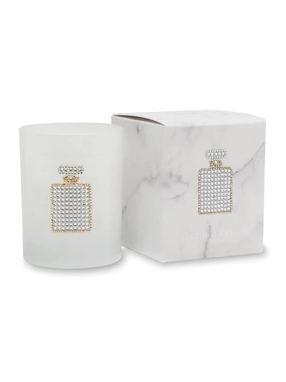 Perfume Bottle 9.5 oz. Icon Candle in White Marble