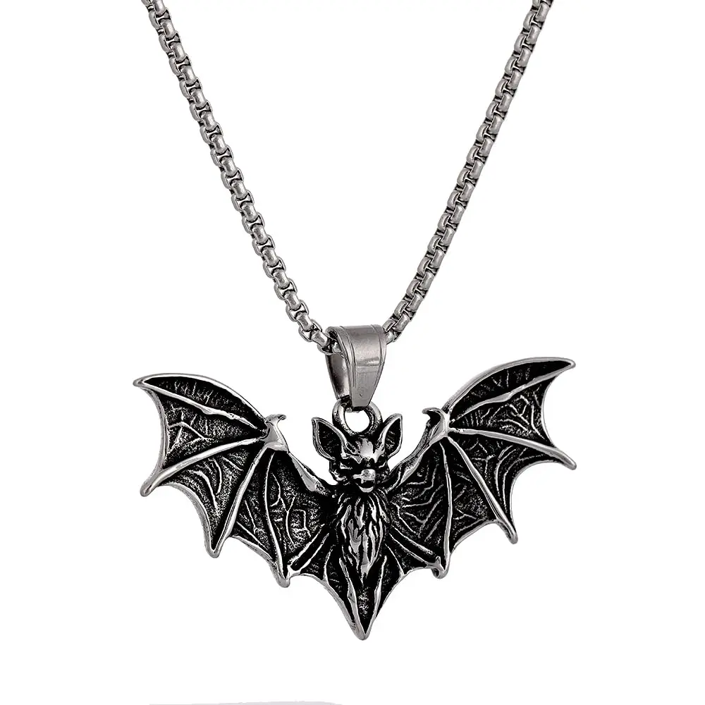Bat Necklace for Men - Stainless Steel Vampire Pendant, Gothic Halloween Goth Jewelry Bat Necklace for Men - Stainless Steel Vampire Pendant, Gothic Halloween Goth Jewelry