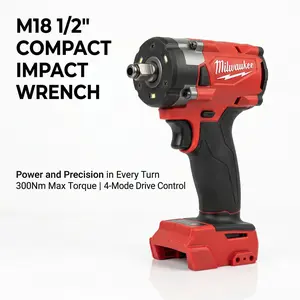 Milwaukee M18 FIW212 18V 1/2 Inch Impact Wrench High Torque Heavy Duty Bolts Cordless High-Torque Drill Multi-Function Electrician Tool Set Lithium Nailer Kit