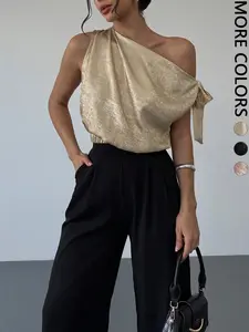 Women's Casual Asymmetrical Off-Shoulder Sleeveless Fitted Solid Top, Stylish Summer Fashion, Perfect for Daily Wear, Comfortable and Trendy