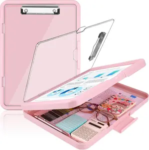 Clipboard with Dual Storage Clear Visible Dry Erase Top Panel 8.5x11 High Capacity Clip Board Organizer for Work School Office