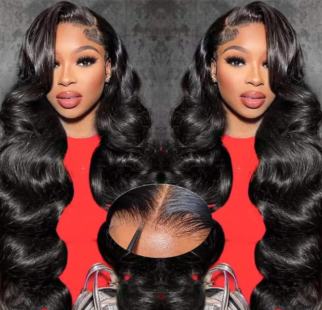 40 Inch 5x5 HD Lace Closure Wigs Human Hair Wear and Go Glueless Wigs Human Hair Pre Plucked Pre Cut 180% Density5x5 Body Wave Closure Human Hair Wig for Beginner Friendly Natural Black
