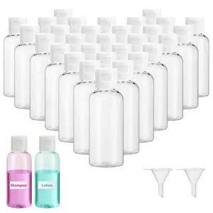 30 Pack 60ml 2 Oz Clear Empty Bottles With Top Flip Caps, Plastic Squeeze Bottles With 2 Funnel, Travel Protable Refillable Bottles For Liquids Lotion