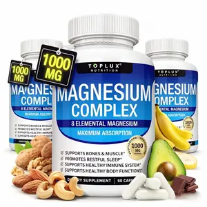 Magnesium Complex 1000mg - 8 Essential Forms Including Glycinate, Citrate, Malate & Taurate, Gentle on Stomach, Easy Absorption for Bone Density, Muscle Relaxation, Immune Health & Energy Production, 90 Capsules Natural Dietary Supplement