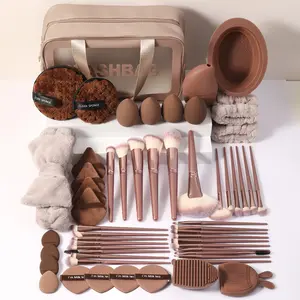 Luxury Makeup Tool Set, Makeup Brush Kit, Soft Bristle Brushes, Multi-Shape Beauty Sponges, Cleaning Tools, High-Quality Cosmetic Bag, Professional Daily Use