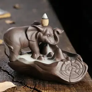 Creative Elephant Design Incense Burner, 1 Count Ceramic Backflow Incense Holder, Home Decor Ornament for Living Room Bedroom Office, Freshener