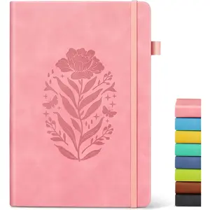 Lined Journal Notebook for Women A5 Pink Hardcover Leather 200 Pages Thick Travel Daily College Ruled for Writing Work School Note Taking Business 5.75'' X 8.38''