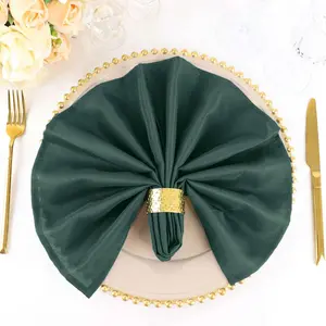 5 Pack Premium Polyester 20"x20" Napkins Hunter Emerald Green - Wrinkle Resistant & Easy Care Cloth Napkins