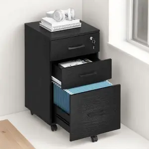3 Drawer Mobile File Cabinet with Lock Under Desk Metal Filing Cabinets for Home Office Organizer Letters Legal A4 15x15x26 Inches