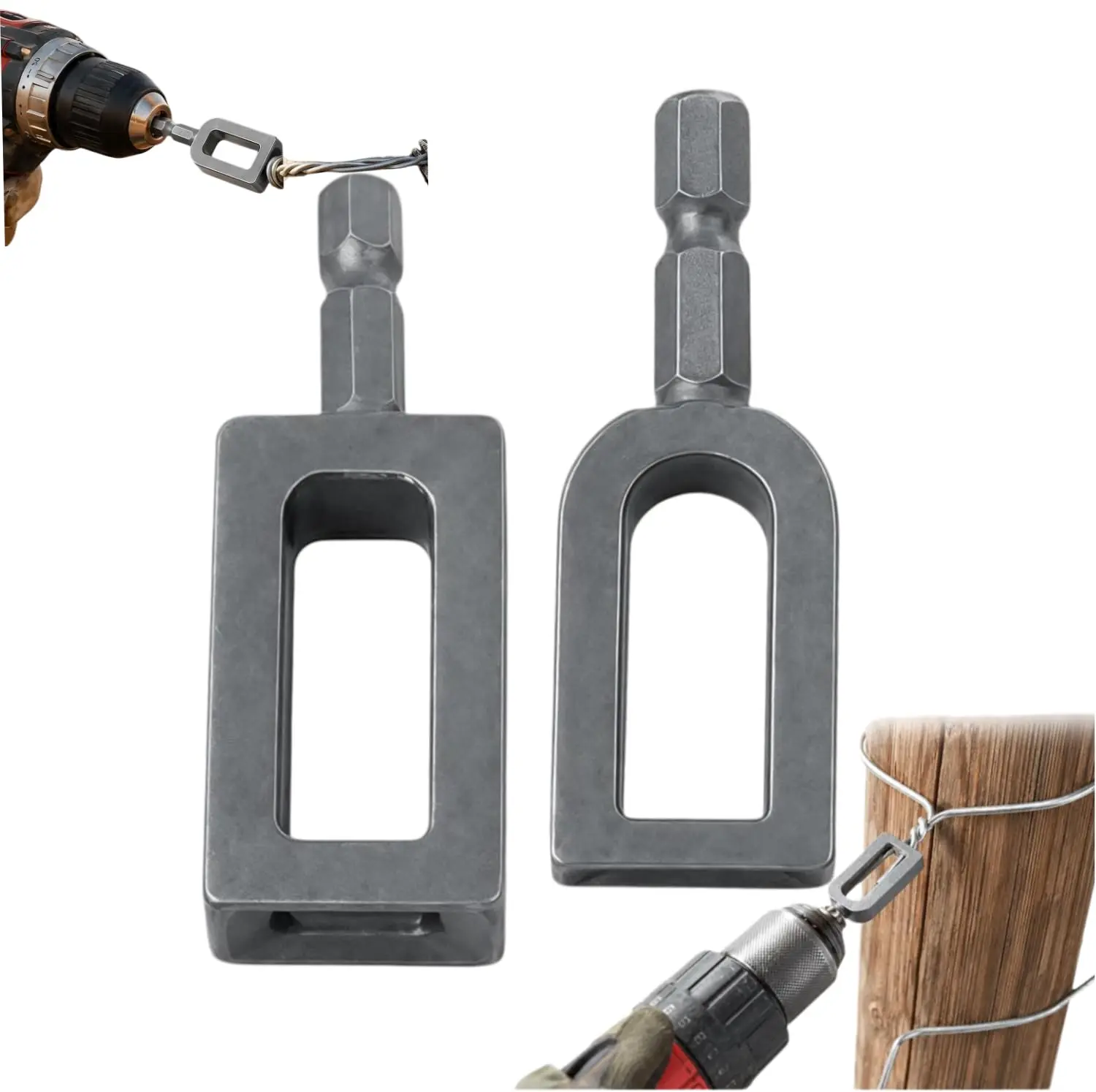 Electric Drill Wire Twisting Tool 2-pcs,Heavy Duty Wire Twister for Drill with 1/4" Hex Shank,Professional Wire Twisting Tool for Fencing,Rebar Tying, and Construction,Universal for Electric Crills (9#&11#)