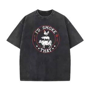 100% Cotton Washed T-Shirt – Chef Butcher BBQ Smoker I'd Smoke That Barbecue Pitmaster Tee