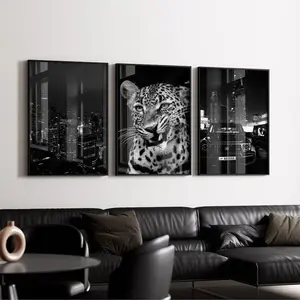 3 Count/Set Black & White Luxury Fashion Poster Set of 3 Luxury Fashion Prints, Designer Wall Art, Cheetah Poster, Hypebeast Decor Photo Artwork unframed wall art decor