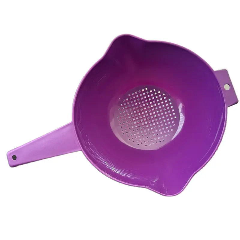 2 Qt Purple Plastic Food Colander Kitchenware - Multi-Functional Over the Sink Utensil, Mesh Strainer with Handle, Household Kitchen Supplies, Essential Tool to Enhance Your Cooking Experience