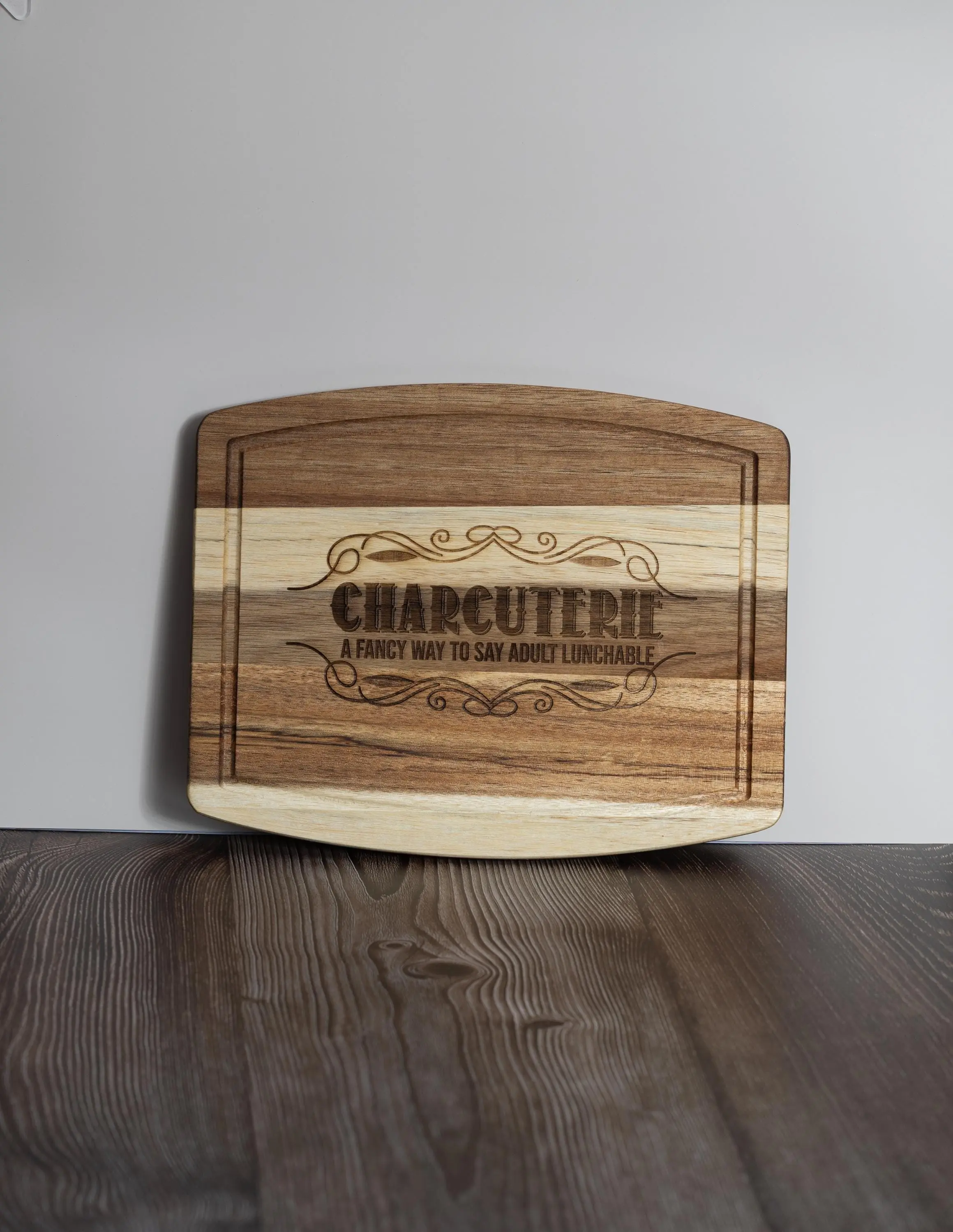 Adult Lunchable Serving Board: Laser Engraved Acacia Wood - 10x12"