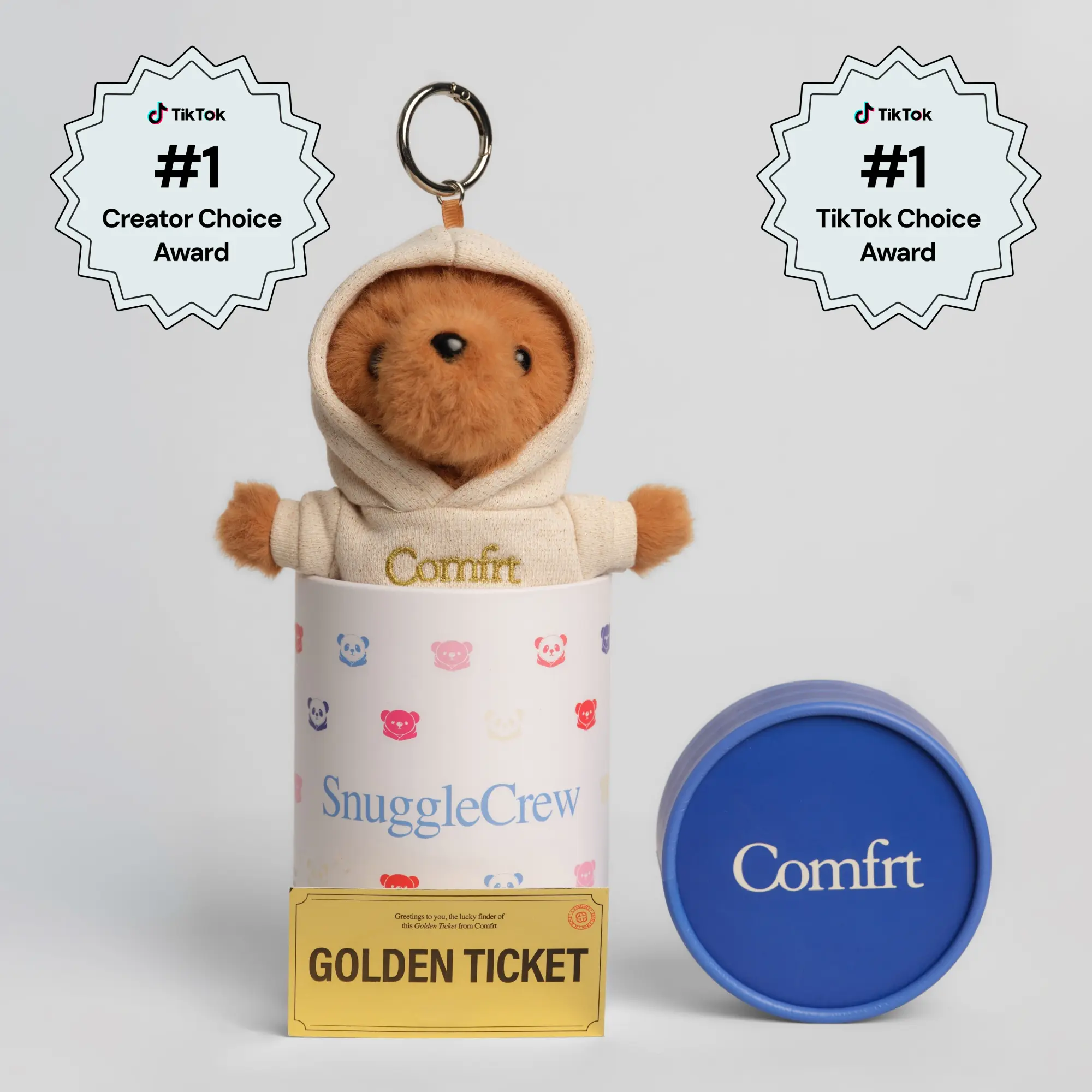 Comfrt | Teddy Bear Mystery Color Keychain | Cute Soft Teddy Bag Charm Wearing a Surprise Color Hoodie