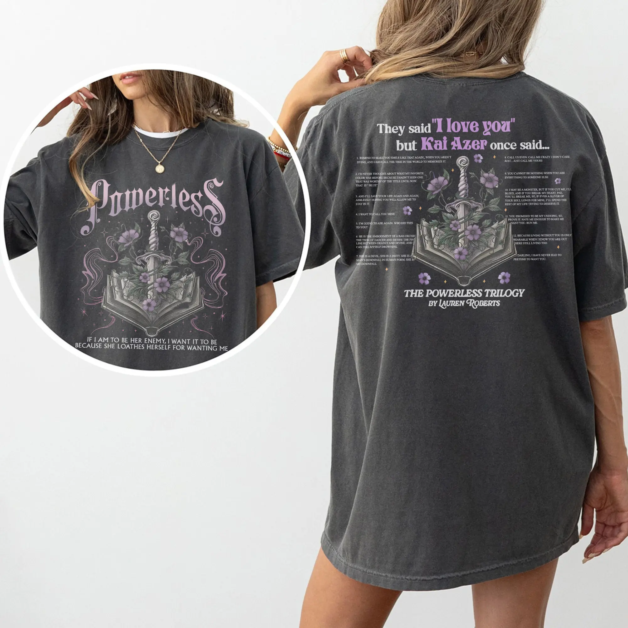 Powerless Bookish Comfort Colors Shirt, Vicious Little Thing Powerless Shirt, Kai Azer Hoodie, Paedyn Gray, Lauren Roberts, Booktok Merch