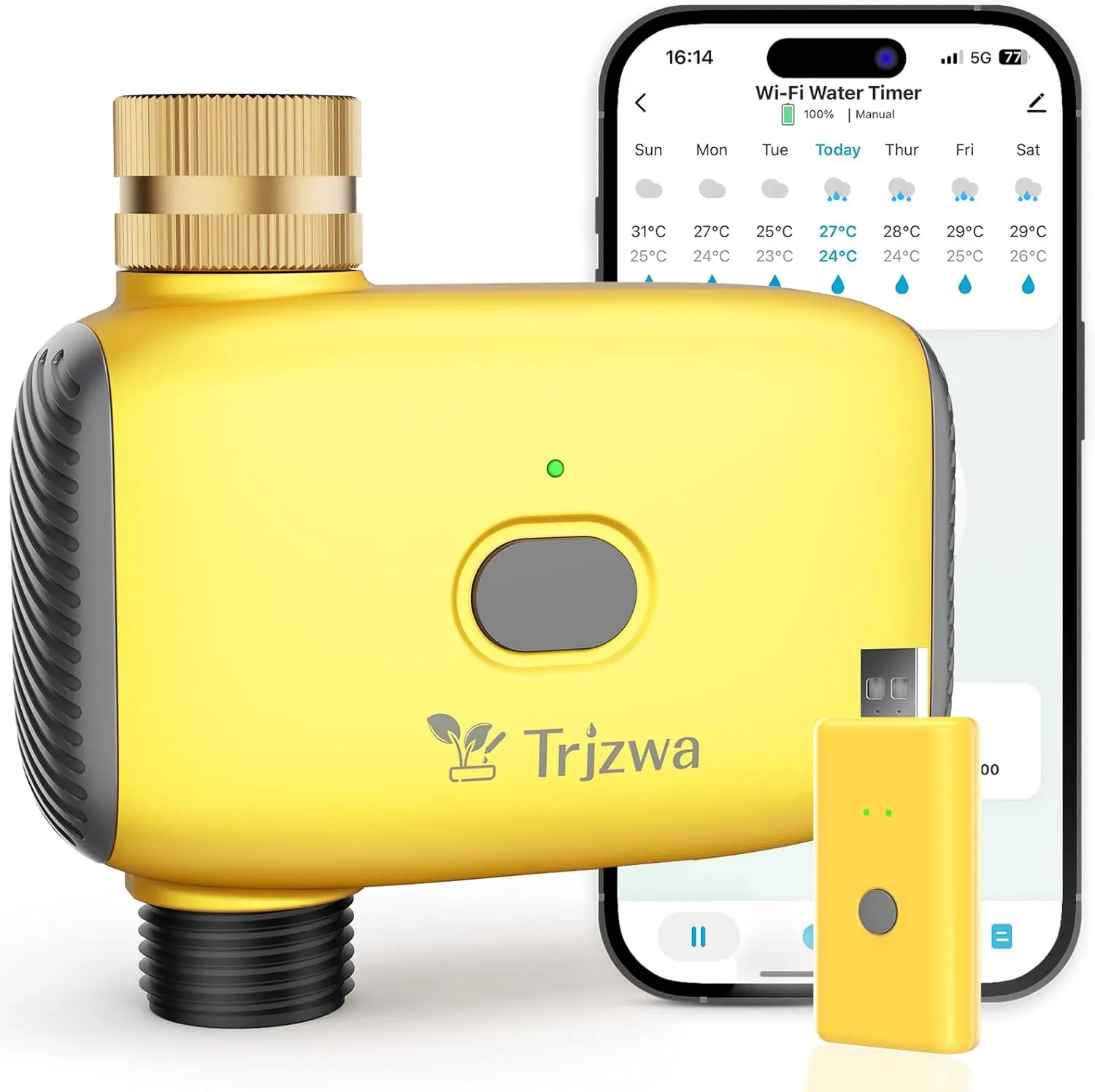Dual WiFi & Bluetooth Sprinkler Timer - Brass Inlet Smart Irrigation, APP-Controlled for Garden Hose, Lawns, Patios