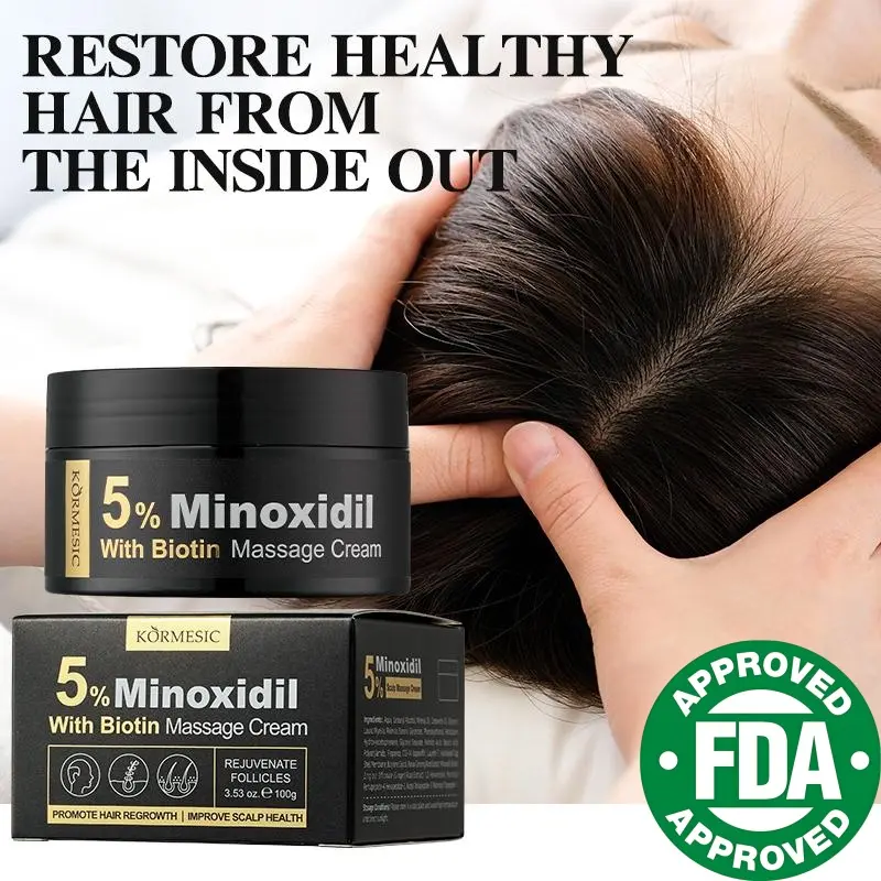 1PCS Fast-acting treatment for hair loss, stimulating hair follicles to reduce shedding, KORMESIC Minoxidil 5% Hair Growth Cream is clinically proven to promote hair regrowth in men and women.