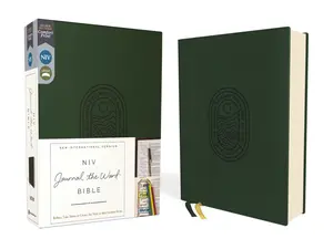 NIV, Journal the Word Bible (Perfect for Note-Taking), Leathersoft, Green, Red Letter, Comfort Print: Reflect, Take Notes, or Create Art Next to Your Favorite Verses (NIV Journal the Word Bible) by Zondervan [Leatherbound Book]