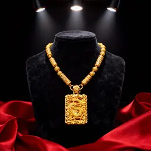 Men's & Women's Gold Tone Hollow Dragon Pendant 24inch Necklace for Wedding Engagement Not Fade Jewelry Gift