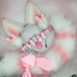 Pink ear necklace Halloween costume kawaii