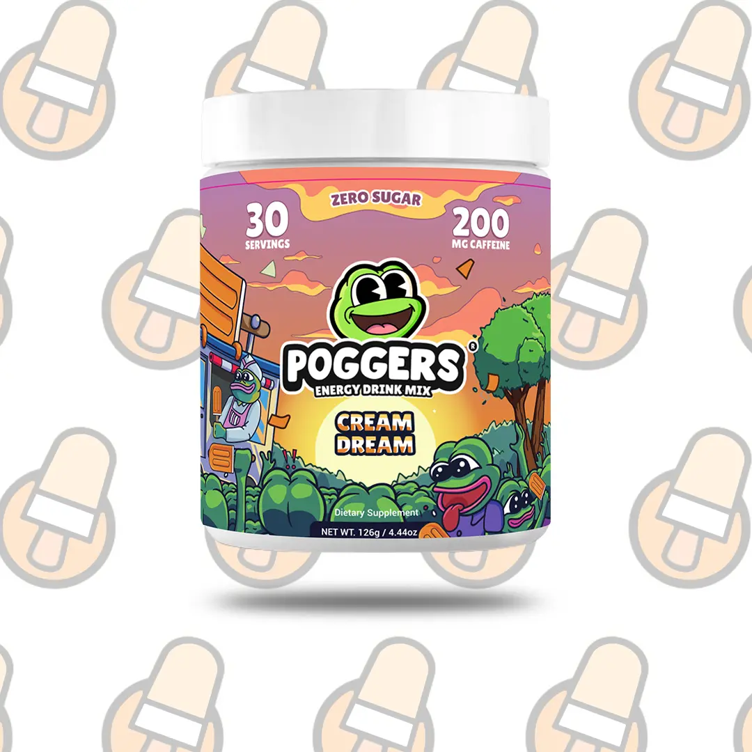 POGGERS Cream Dream Energy Drink Mix - 200 mg Caffeine, Vitamin A-E, Natural Ingredients, 30 Servings, Perfect for Sport & Energy Boost