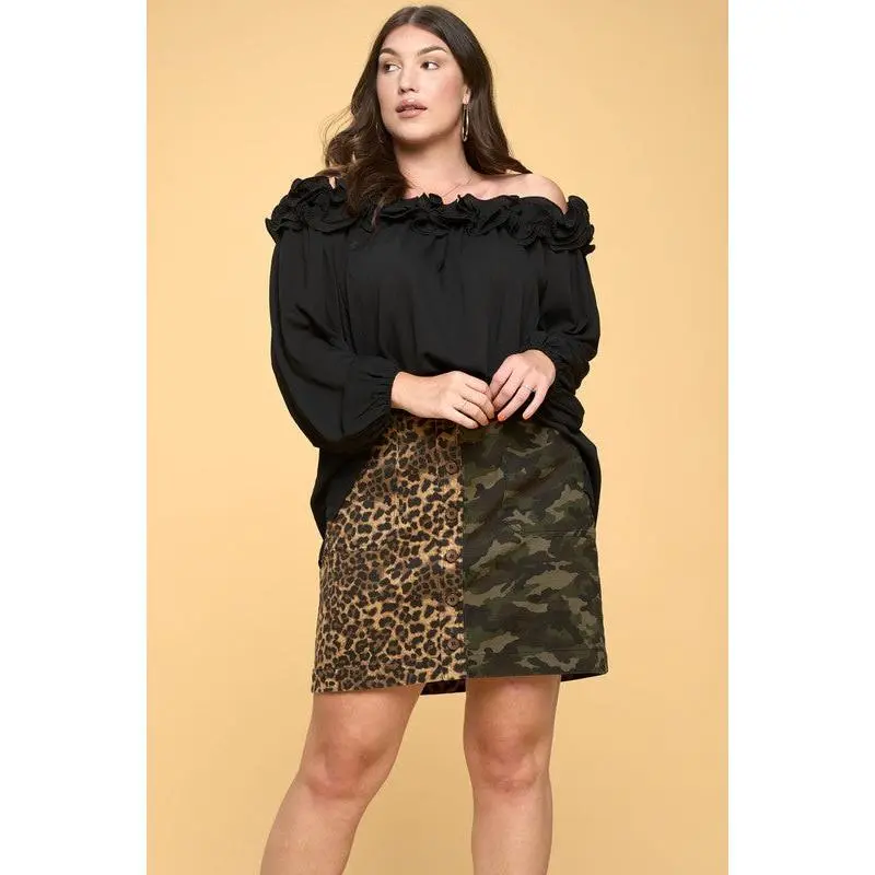 Plus Size Camo and Cheetah Mini Skirt