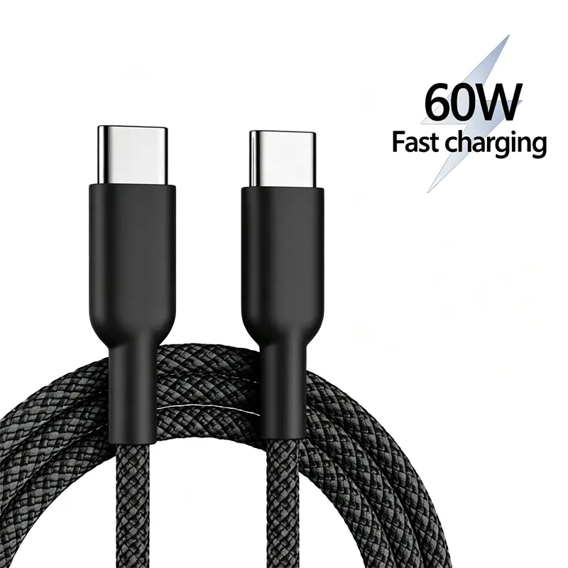 USB C to USB C Cable 60W Nylon Braided Fast Charging Type C Cord 3ft /6 ft for iphone 17, 16 pro max