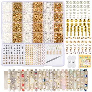 4500pcs Soft Pearl Spacer Beads Slices DIY with Charms Jewelry Making Supplies, Handmade Bracelet Necklace Accessories