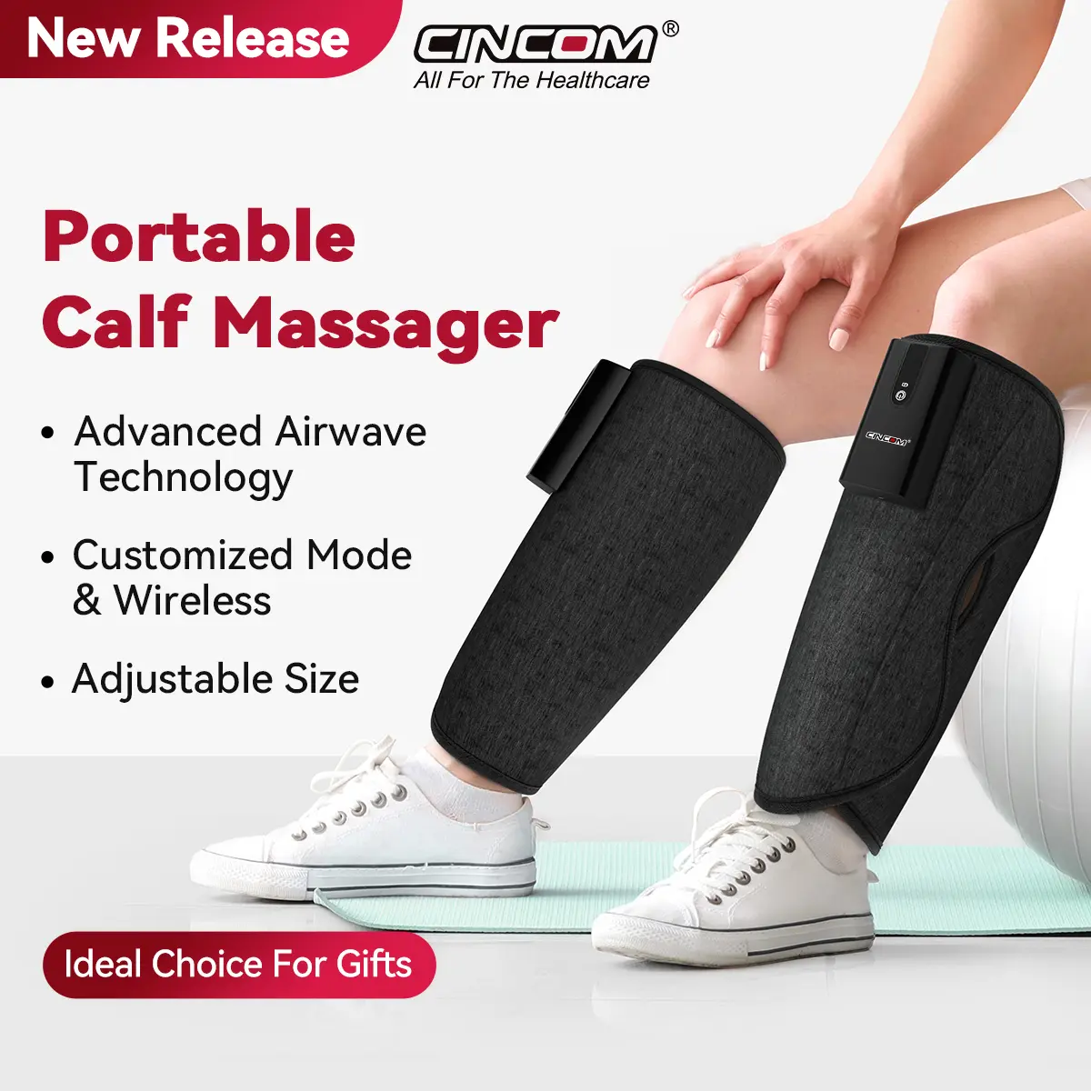 CINCOM Wireless Portable Leg Massager with Calf Airbags, Customizable Modes, Adjustable Intensity Levels - Portable Muscle Massagers, Self Care Products, Women's Relaxation Gifts