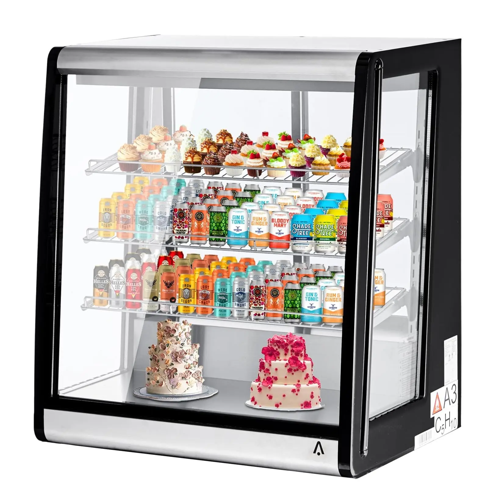 GARVEE 196L Single-Door Cake Cooler, LED Lit, Countertop/Floor