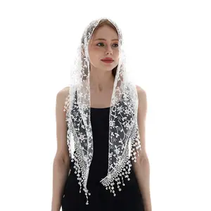 Triangle Lace Mantilla Veil Tulle Scarf Covering Church Veil for Mass Wedding Bridesmaids