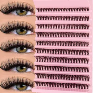 Beginner Eyelash Extension Kit, 200 Clusters D Curl Eyelashes 8-18mm Mixed, 30D & 40D Individual False Eyelashes, Perfect for Home DIY Extensions, Eyelash Set