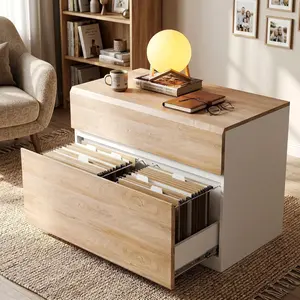 ModernMate 2 Drawer Lateral File Cabinet, 31W*23H Wood Filing Cabinet with Anti-tilt Mechanism, Home Office Storage Filing for Letter, A4 & Legal Size, Light Walnut