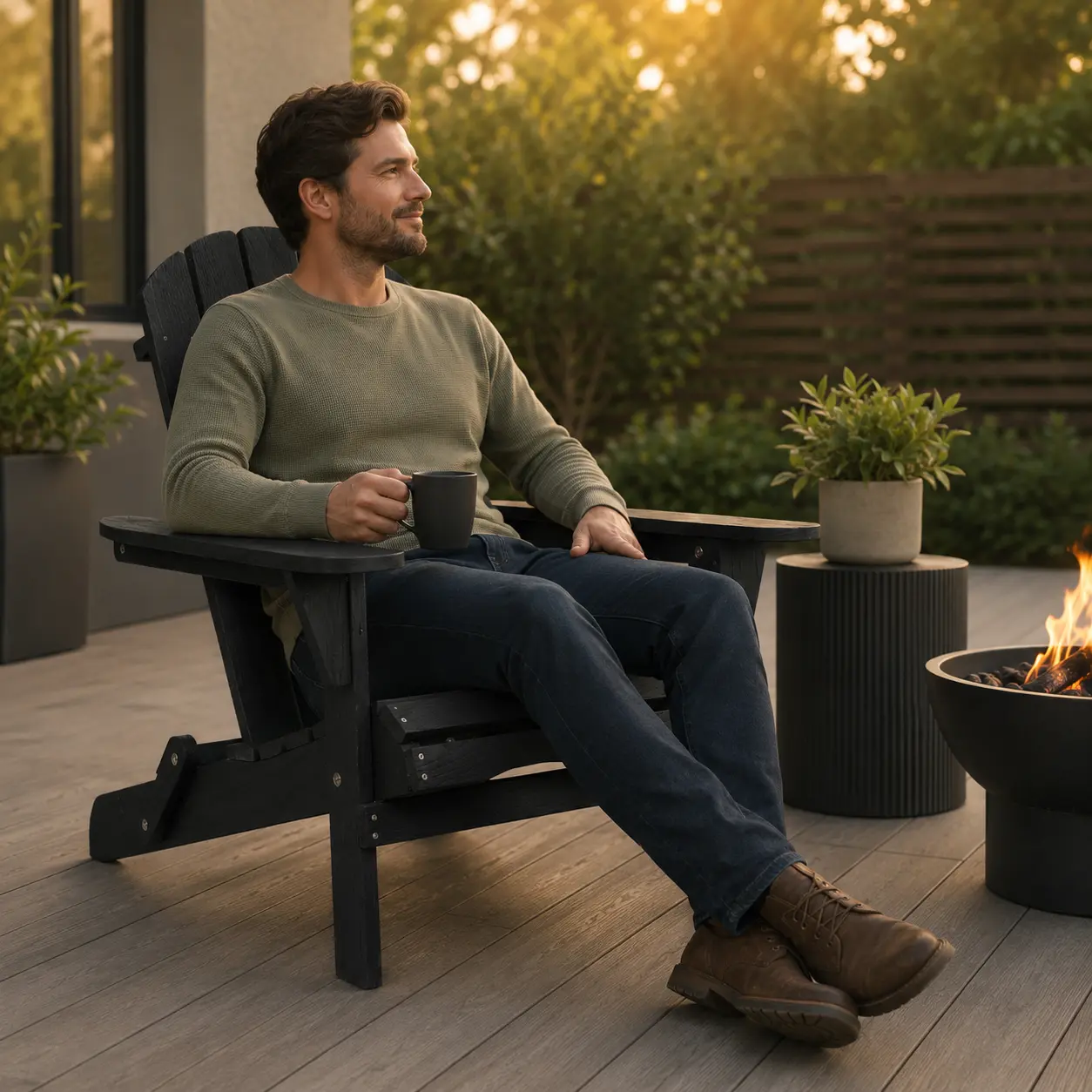 Fahuac 2-Piece Solid Cedar Wood Foldable Outdoor Adirondack Dining Chairs - Gray, Half-Preassembled, Non-VOC Painted, Brushed Finish, Fixed Arms, Ergonomic Seats for Adults, 220 lbs Capacity, Space-Saving Wood Furniture for Garden Backyard, Outdoor Chairs