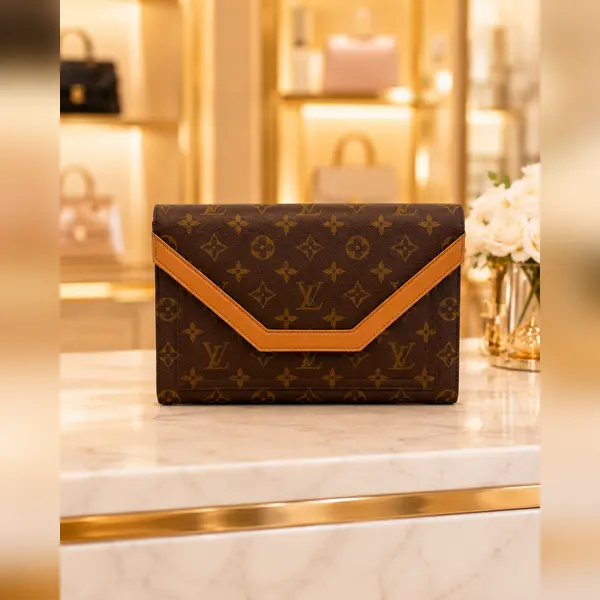 Pre-owned Louis Vuitton - Clutches & Wristlets Pochette Homme Monogram Canvas Document Clutch Brown LA23266790